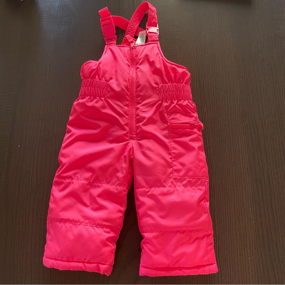 CARTERS HOT PINK SNOW BIB OVERALL SUIT 12 months